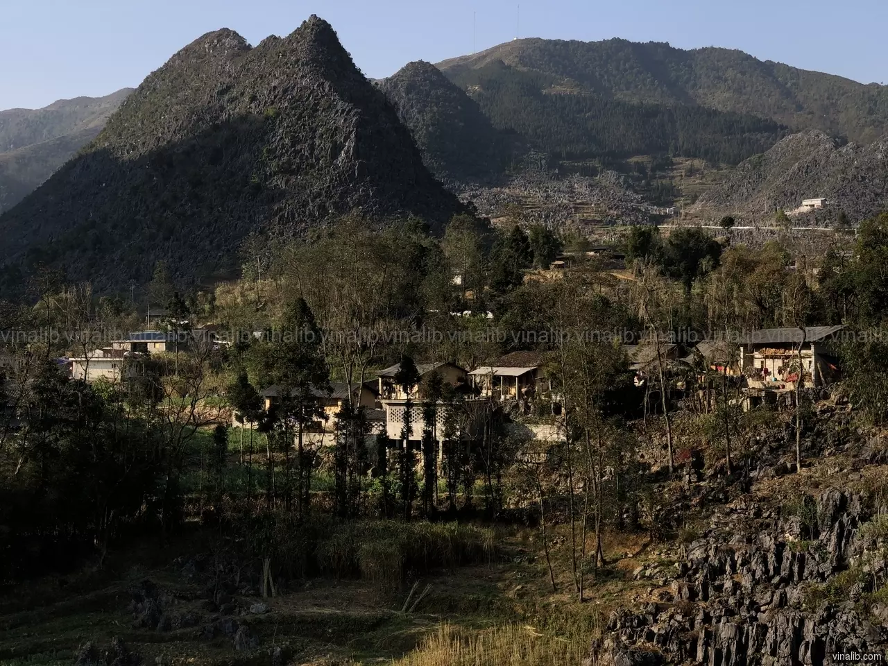 A village in Lung Tao commune, Dong Van district - Vinalib Stock Pictures