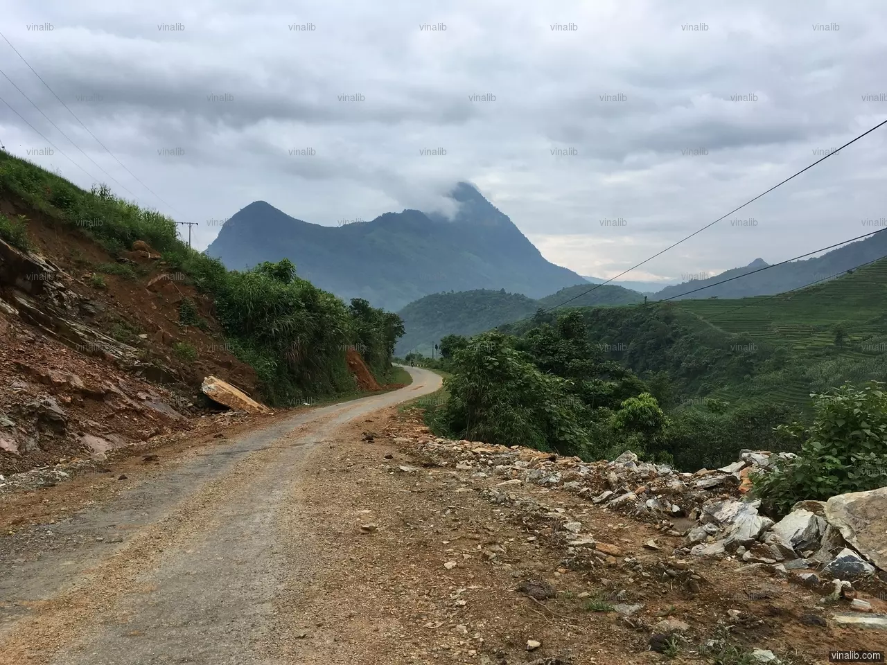 A road in Bat Xat district, Lao Cai province, Vietnam - Vinalib Stock Pictures