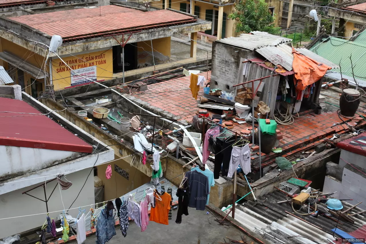 Clothes drying on a roof, Cat Ba island - Vinalib Stock Pictures