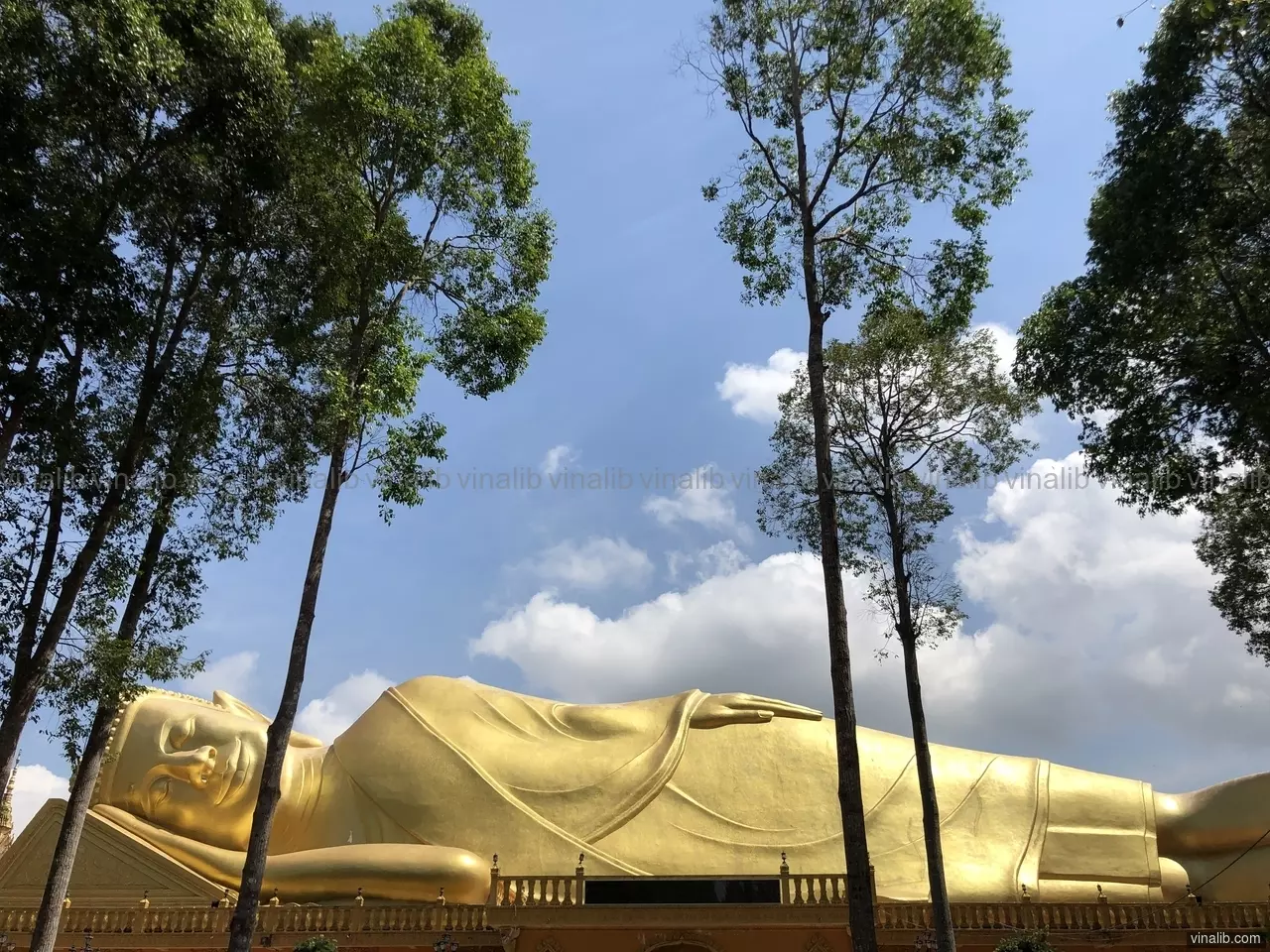 Reclining Buddha, Vam Ray hamlet, Tra Cu district, Tra Vinh province - Vinalib Stock Pictures